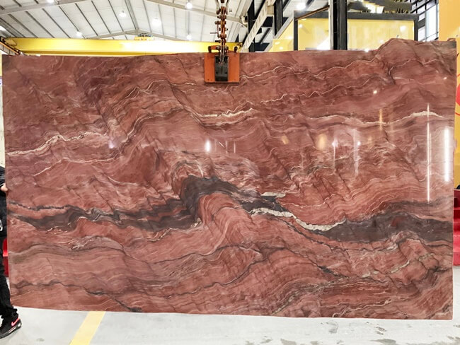 Pedra natural cor rosa vermelha Quartzito Revolution do Brasil - Pedra Fulei